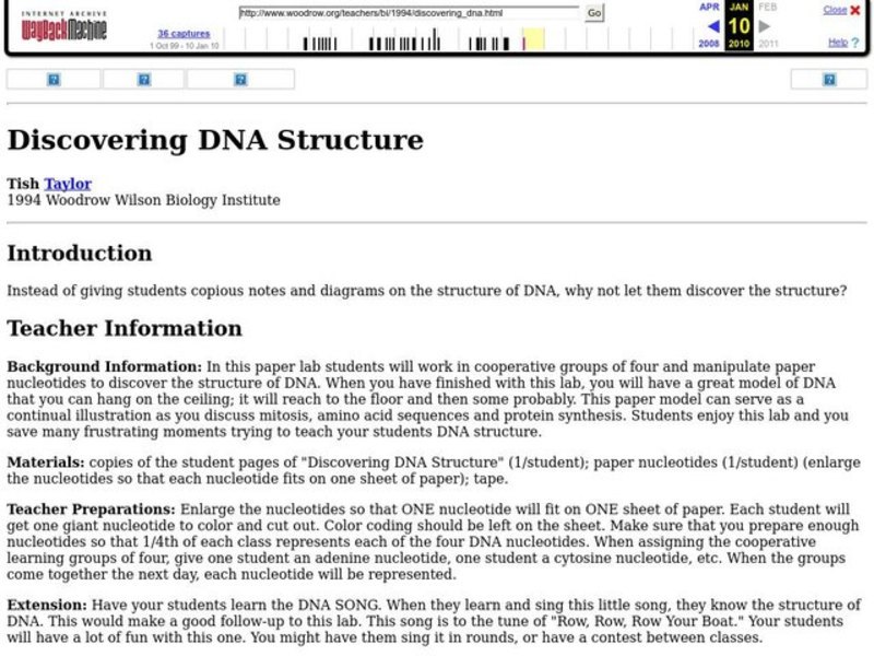 Discovering DNA Structure Lesson Plan
