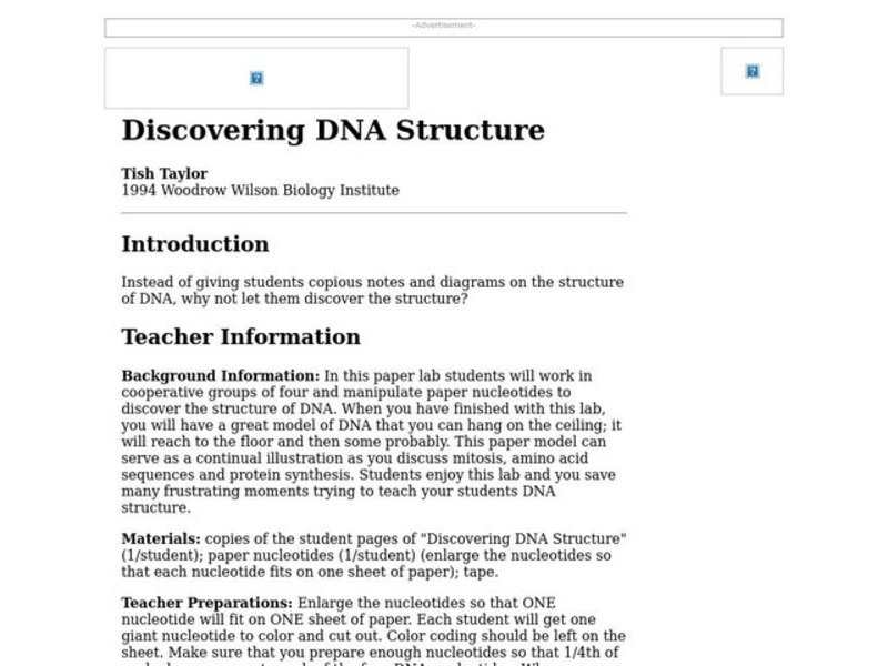 Discovering DNA Structure Lesson Plan
