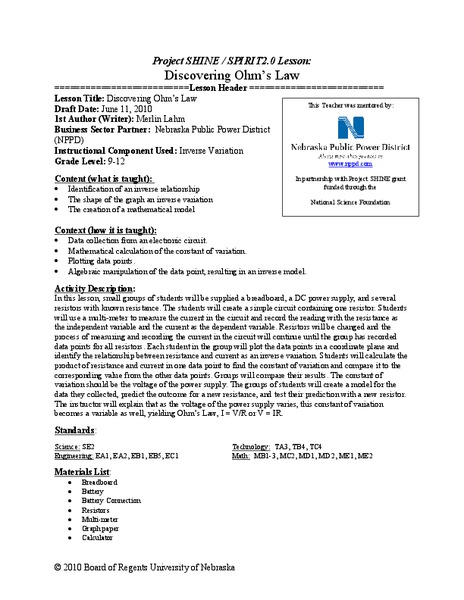 Discovering Ohm's Law Lesson Plan