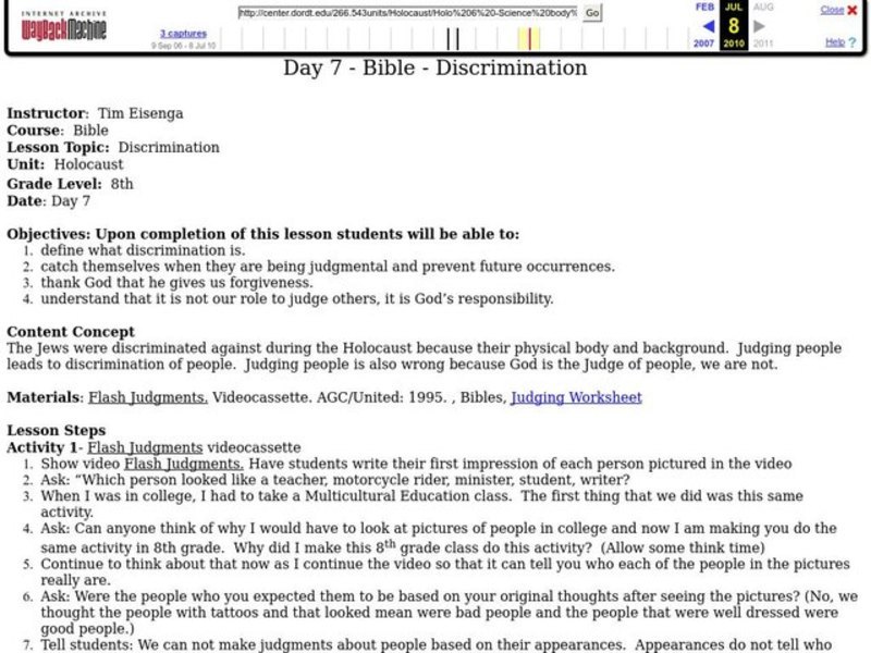 Discrimination Lesson Plan