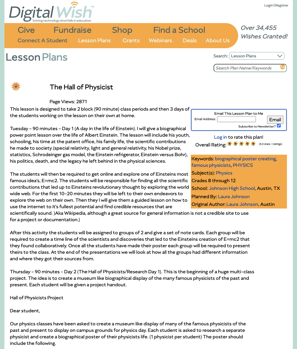 The Hall of Physicist Lesson Plan