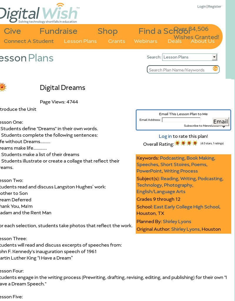 Digital Dreams Lesson Plan