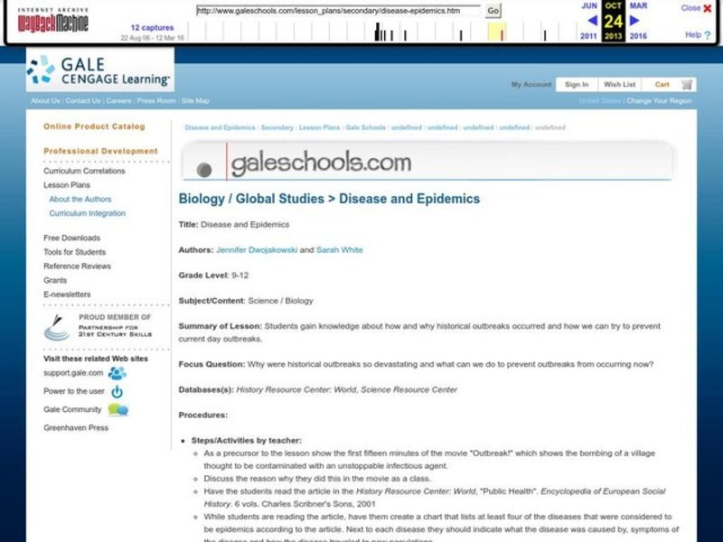 Disease and Epidemics Lesson Plan