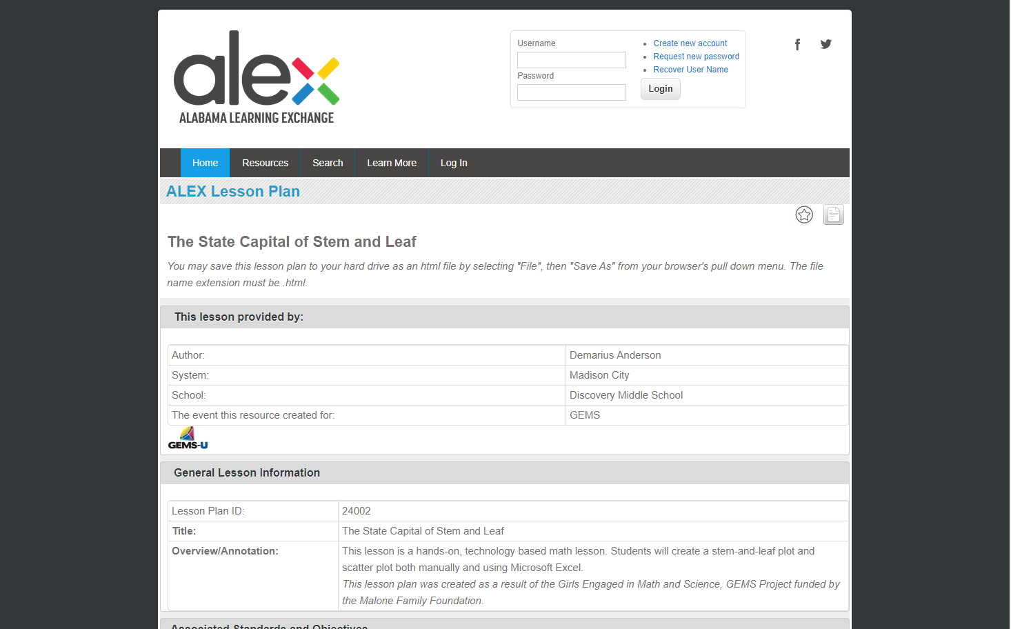 The State Capital of Stem and Leaf Lesson Plan