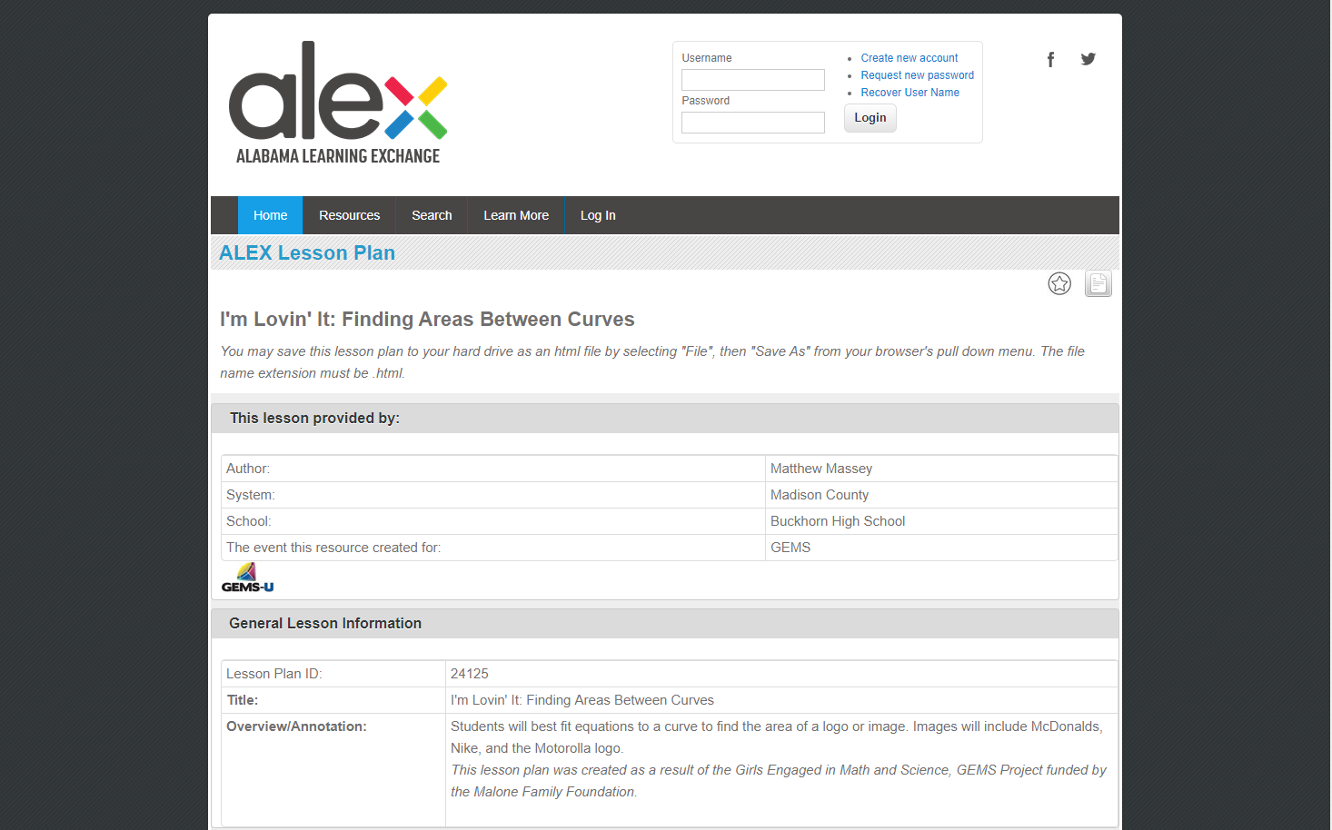 I'm Lovin' It: Finding Area Between Curves Lesson Plan