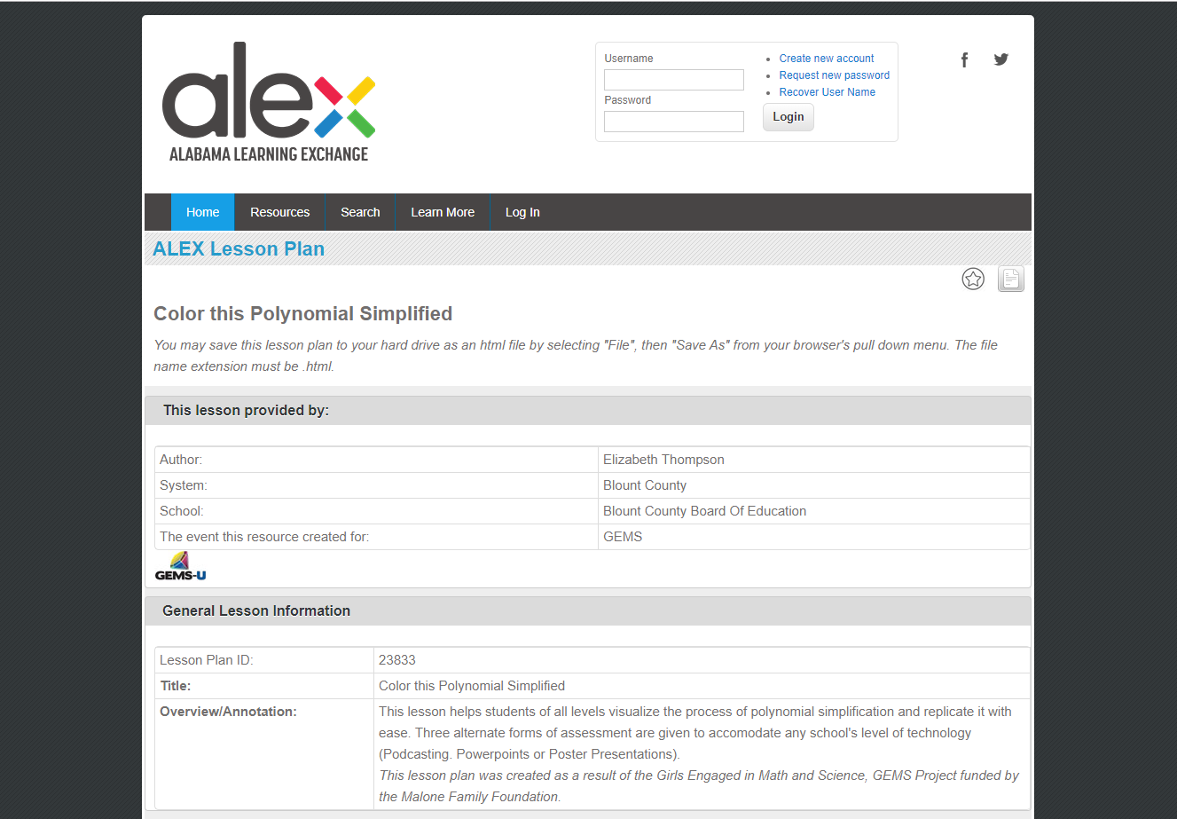 Color This Polynomial Simplified Lesson Plan
