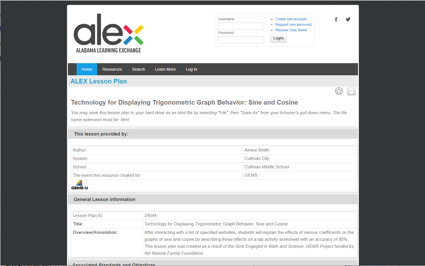 Technology for Displaying Trigonometric Graph Behavior: Sine and Cosine Lesson Plan