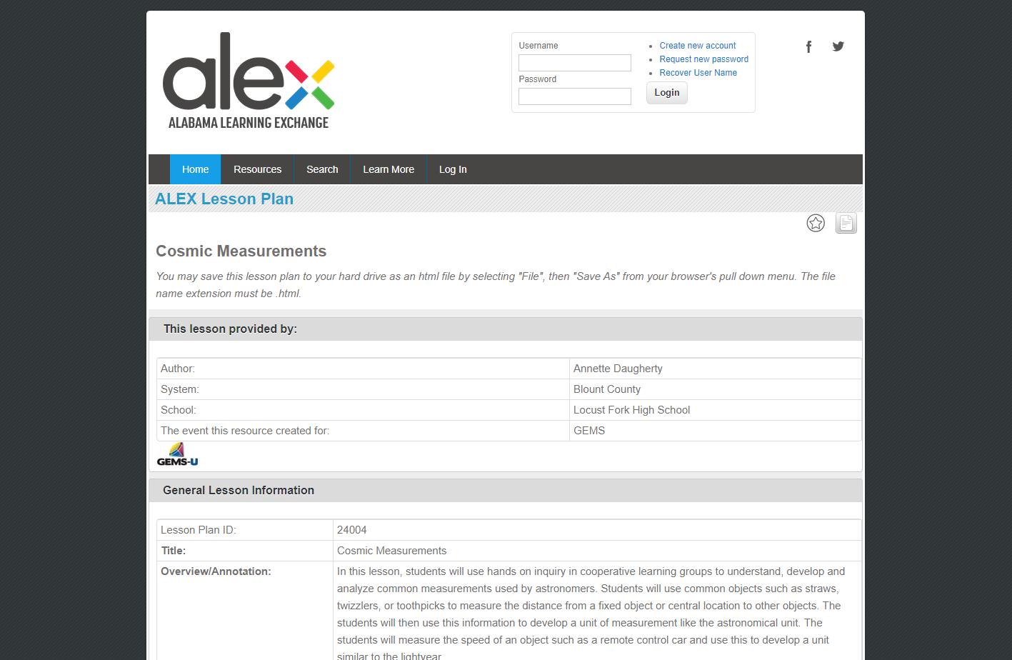 Cosmic Measurements Lesson Plan