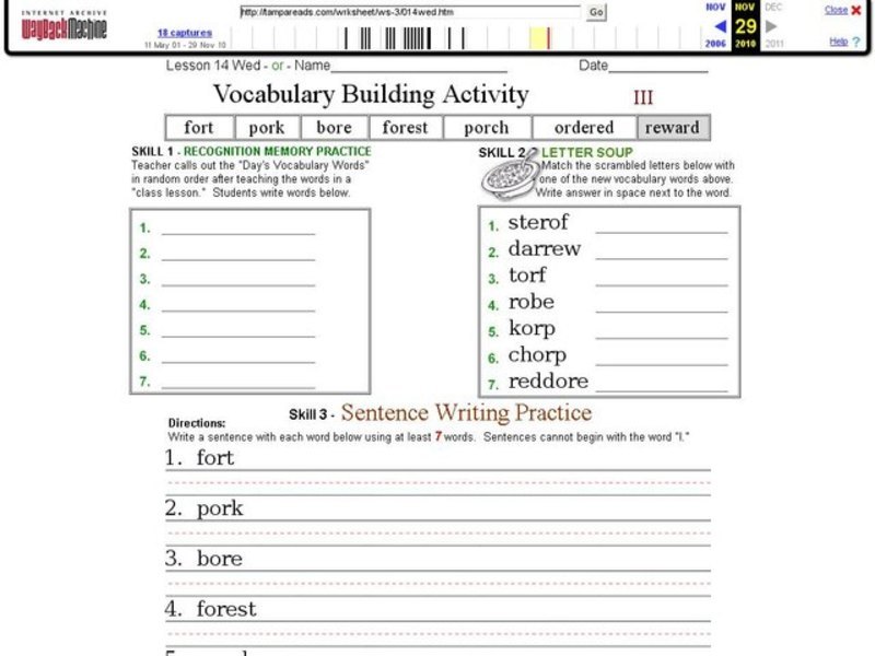 Vocabulary Building Activity: Words With "or" Interactive