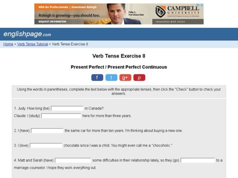 Verb Tense Exercise 8 Interactive