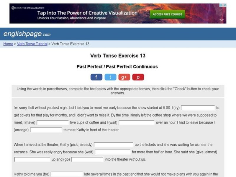 Verb Tense Exercise 13 Interactive