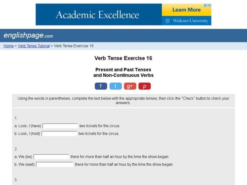 Verb Tense Exercise 16 Interactive