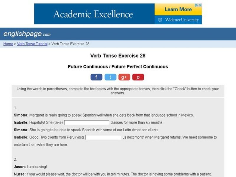 Verb Tense Exercise 28 Interactive