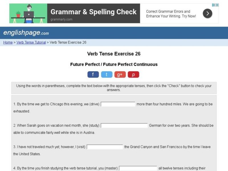 Verb Tense Exercise 26 Interactive