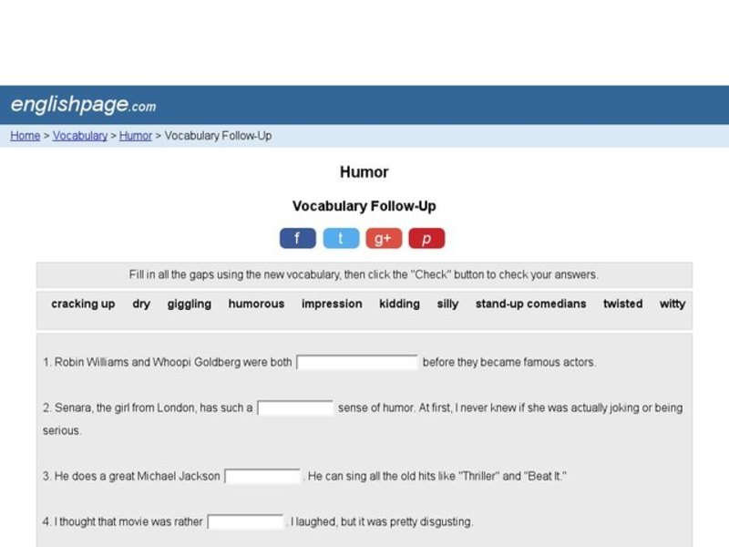 Humor: Vocabulary Skills Interactive