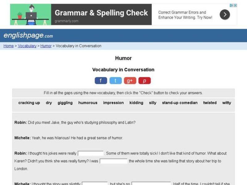 Vocabulary in Conversation:  Humor Interactive