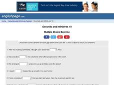 Gerunds and Infinitives 10 Interactive