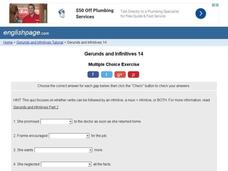 Gerunds and Infinitives 14 Interactive
