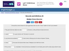 Gerunds and Infinitives 26 Interactive