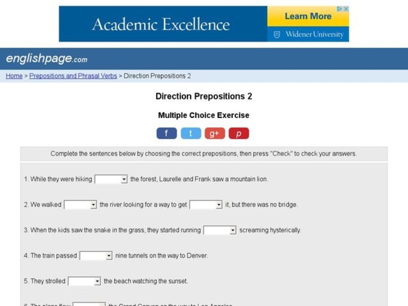 Direction Prepositions 2 Interactive