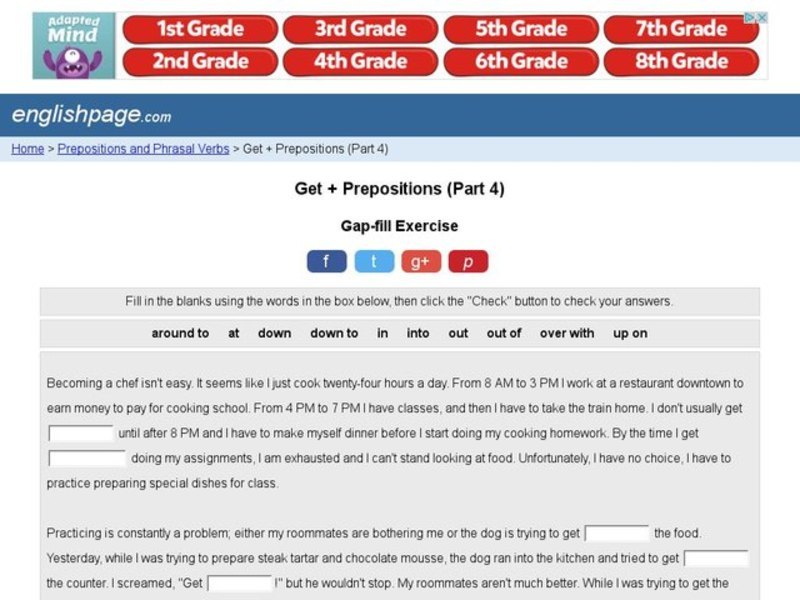 Get + Prepositions (Part 4) Interactive