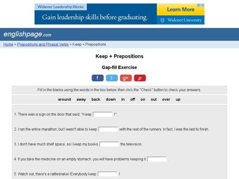 Keep + Prepositions Interactive