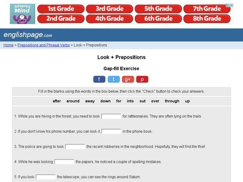 Look + Prepositions Interactive