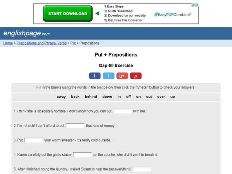 Put + Prepositions Interactive