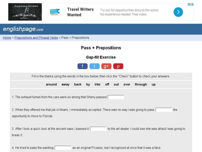 Pass + Prepositions Interactive