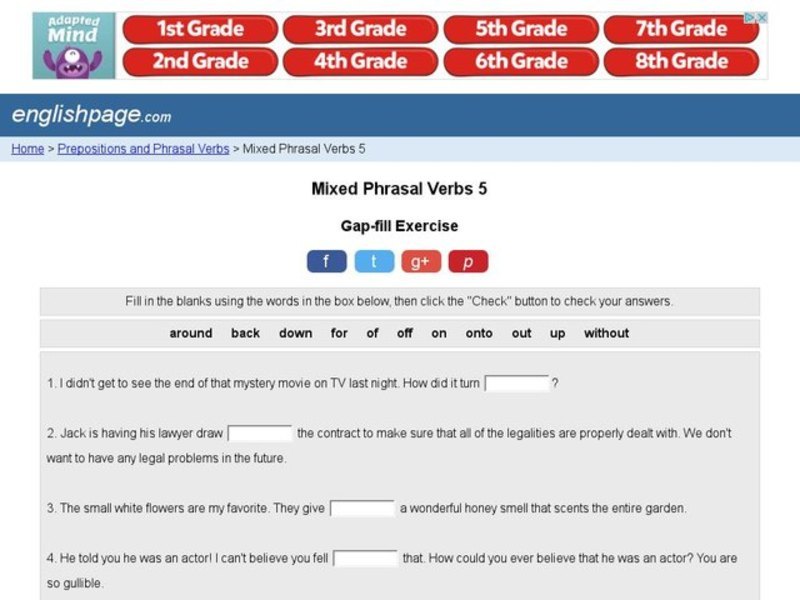 Mixed Phrasal Verbs 5 Interactive