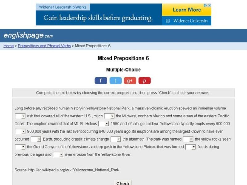 Mixed Prepositions 6 Interactive