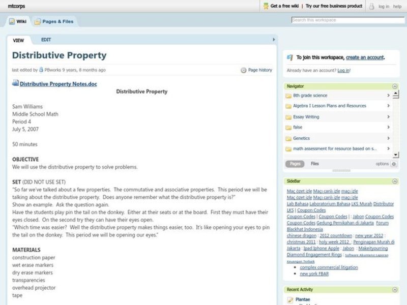 Distributive Property Lesson Plan