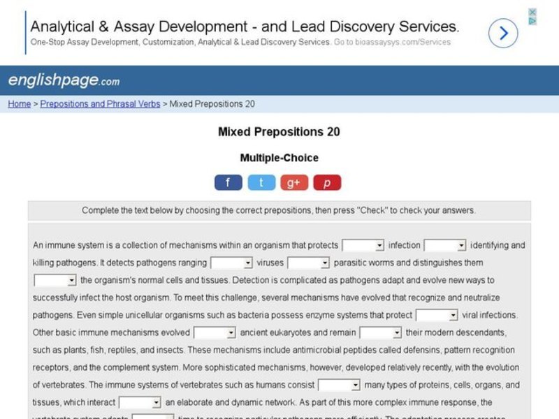 Mixed Prepositions 20 Interactive