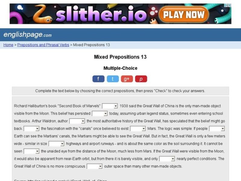 Mixed Prepositions 13 Interactive