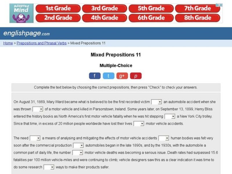 Mixed Prepositions 11 Interactive