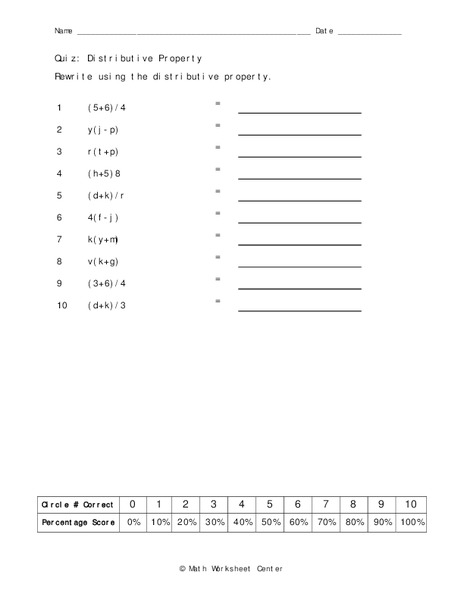 Distributive Property Worksheet
