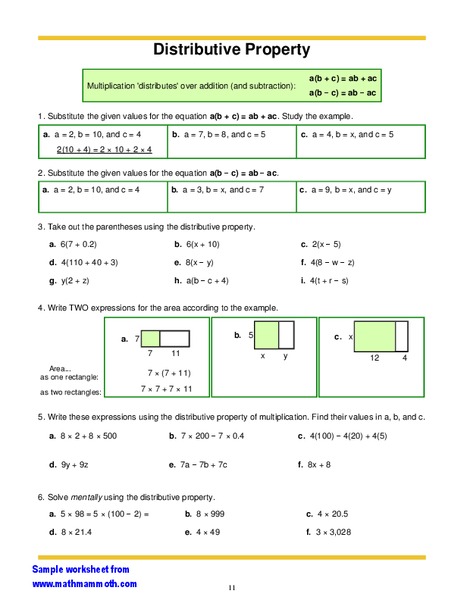 Distributive Property Worksheet