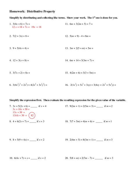 Distributive Property Worksheet