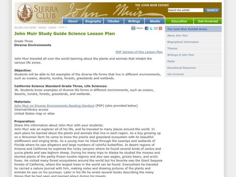 DIVERSE ENVIRONMENTS Lesson Plan