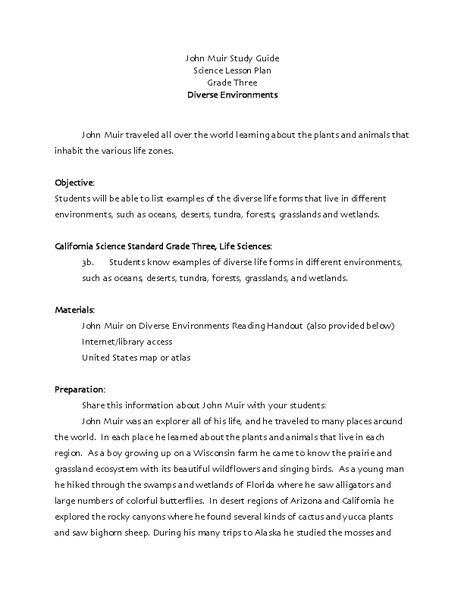 Diverse Environments Lesson Plan