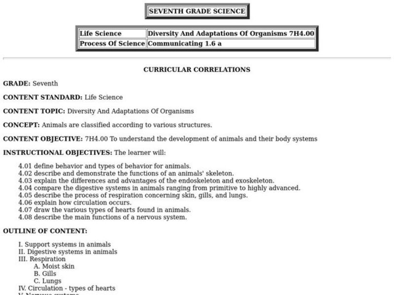 Diversity And Adaptations Of Organisms Lesson Plan