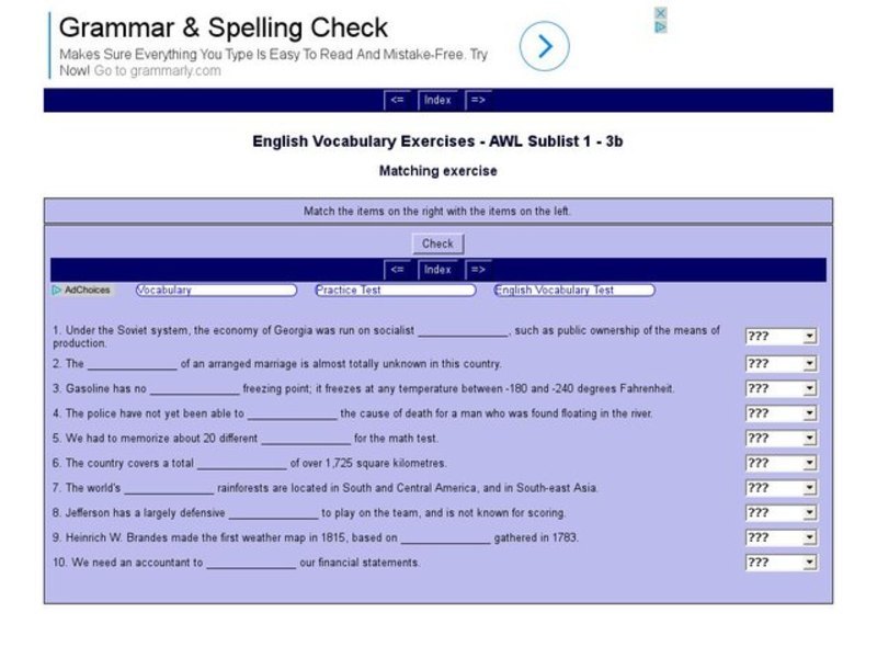 English Vocabulary Skills: AWL Sublist 1 - Exercise 3b Interactive