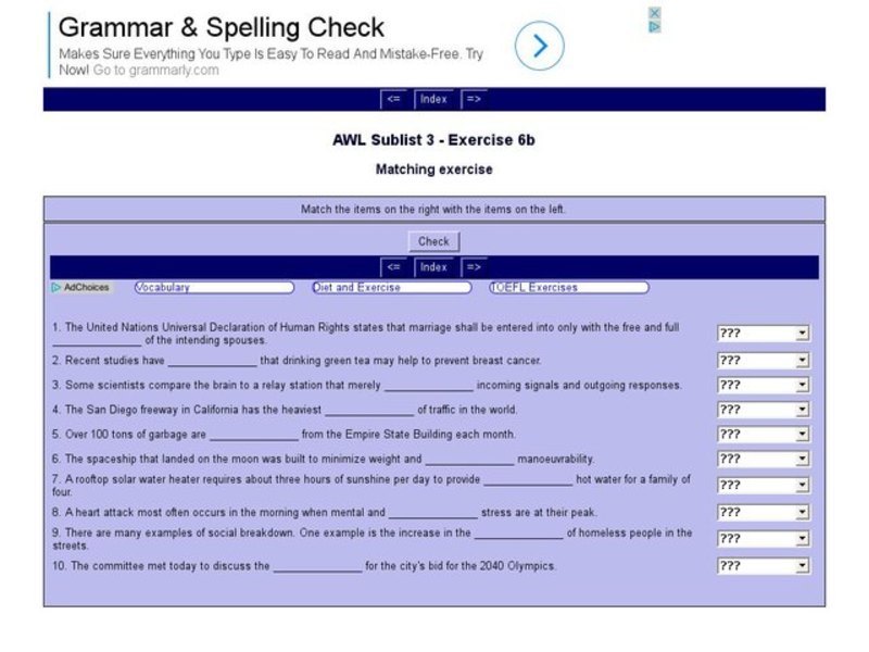 English Vocabulary Skills: AWL Sublist 3 - Exercise 6b Interactive