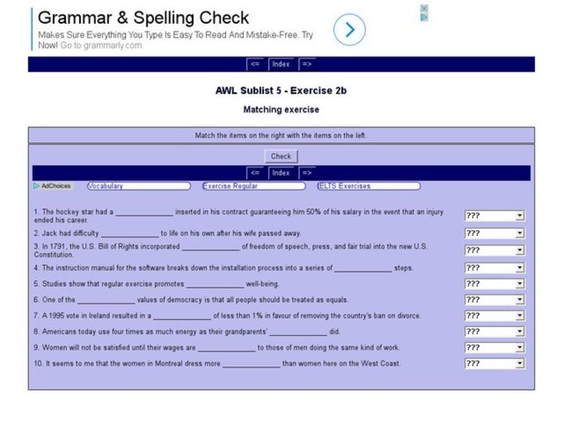 English Vocabulary Skills: AWL Sublist 5 - Exercise 2b Interactive