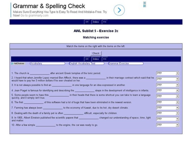 English Vocabulary Skills: AWL Sublist 5 - Exercise 2c Interactive