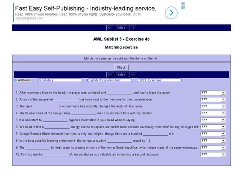 English Vocabulary Skills: AWL Sublist 5 - Exercise 4c Interactive