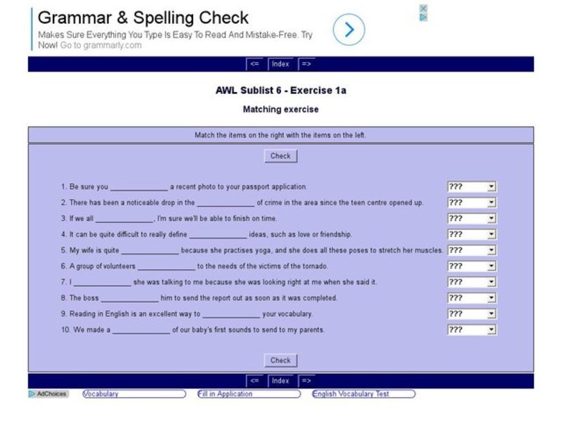 English Vocabulary Skills: AWL Sublist 6 - Exercise 1a Interactive