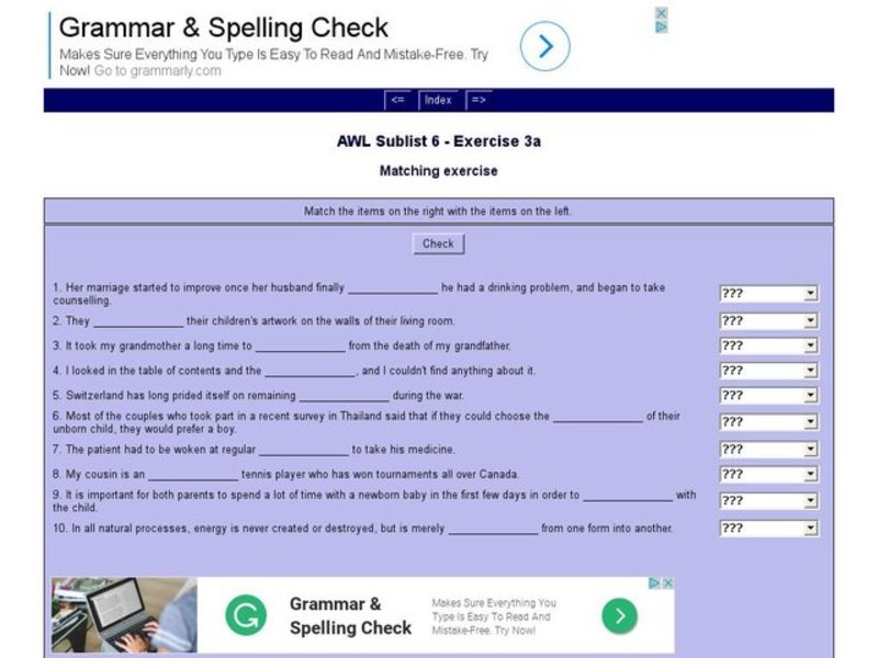 English Vocabulary Skills: AWL Sublist 6 - Exercise 3a Interactive