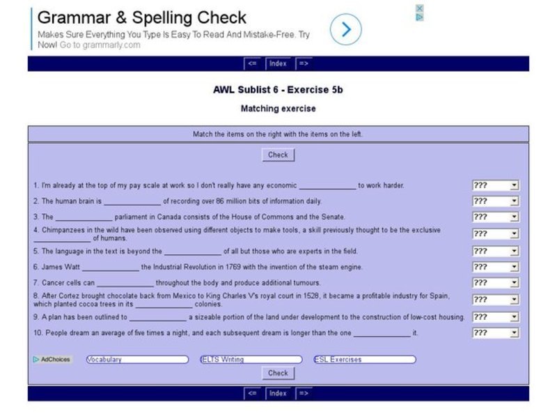English Vocabulary Skills: AWL Sublist 6 - Exercise 5b Interactive