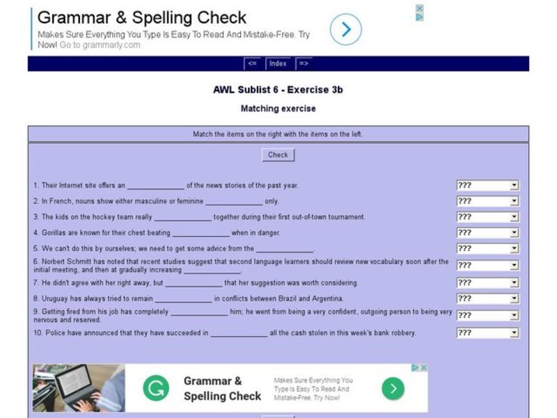 English Vocabulary Skills: AWL Sublist 6 - Exercise 3b Interactive